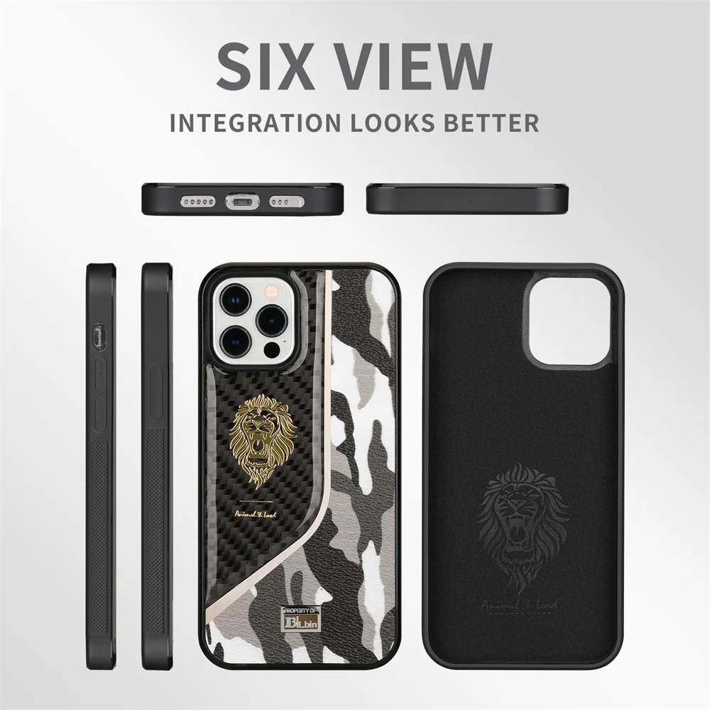 Camuflaj Fibra de Carbon Cazuri de Telefon Pentru iPhone 13 11 12 XR Pro XS Max Designer de Lux Coajă de Protecție Capacul din Spate Imagine 3