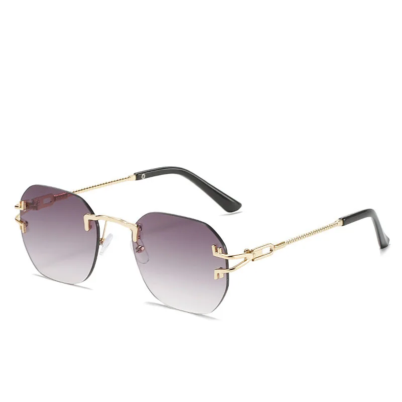 Noua Moda fără ramă de ochelari de Soare Brand de Lux de Designer Femei Bărbați Metal Ochelari de Soare UV400 Shades Ochelari de Oculos de sol Imagine 3