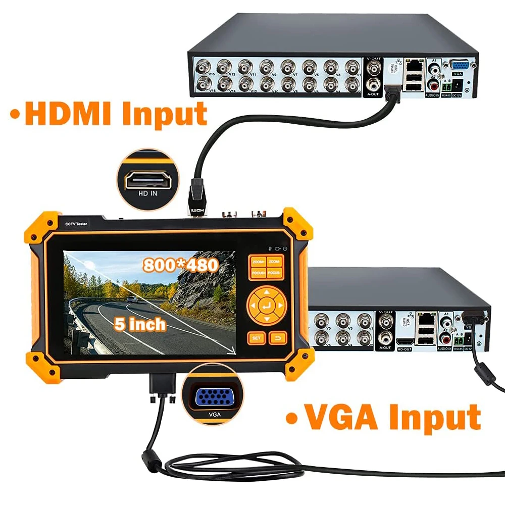Sectyme HD-3200 Portabile tester CCTV Cu 5 inch TFT-LCD Ecran 4K 8MP CVI TVI AHD SDI, HDMI, CVBS Camera Analog Tester Monitor Imagine 3