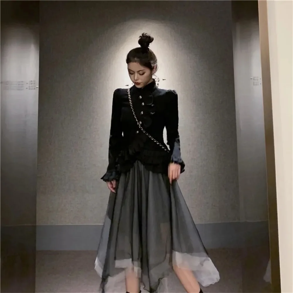 Stil coreean Tifon Despicare Elegant Neregulate de Înaltă Talie Zână Fuste Lungi 2021Summer Design de Moda pentru Femei Culoare Solidă Streewear Imagine 3