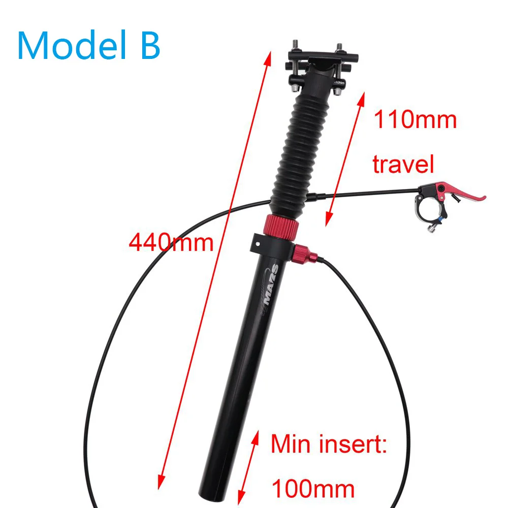 Tmars Dropper tija de Șa Reglabilă pe Înălțime 27.2 mm Telecomanda Manual de Mână Mecanice Bicicleta MTB 28.6 30.1 30.4 30.9 31.6 110mm Imagine 3
