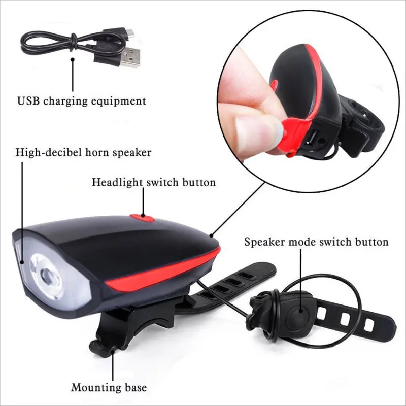 USB Reîncărcabilă Biciclete Set Puternic, rezistent la apă Biciclete Faruri LED Trei-lumina de Iluminat Exterior Noapte de Echitatie Lanterna Bicicleta Imagine 3