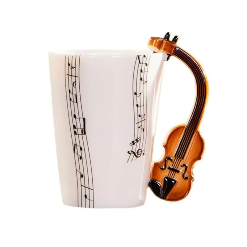 Vioara Cana Ceramica de Cafea Lapte cu Maner Cadou pentru Violonist Muzicieni E15B Imagine 3
