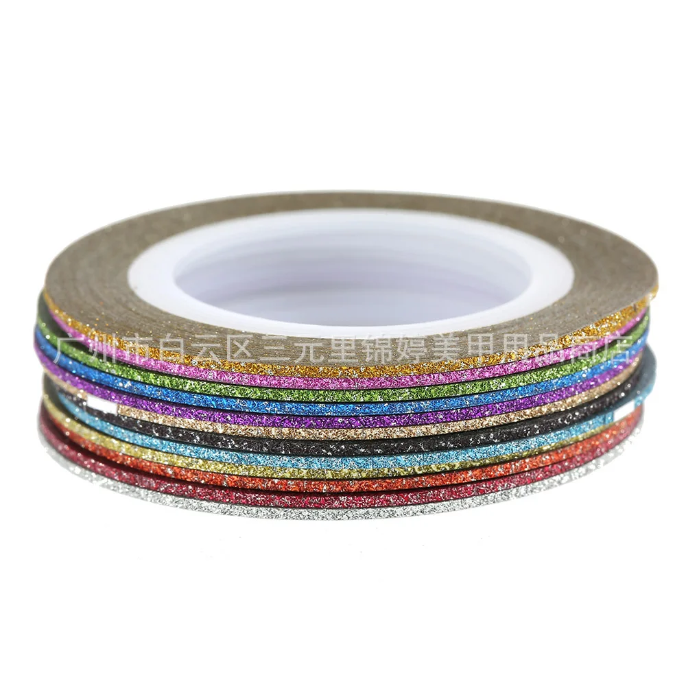 1mm 12 Culori de Unghii cu Sclipici Striping Linie Banda Set de Autocolant de Arta Decoratiuni DIY Sfaturi Pentru lac de Unghii Gel Pietre Decor Cald Imagine 4