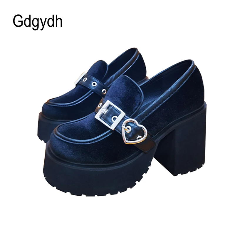 Gdgydh Platforma Mocasini pentru Femei cu Inima Catarama Confort Toc Indesata Aluneca Pe Rotund Toe de Lucru de Afaceri de Pantofi Mary Janes Roșu Imagine 4