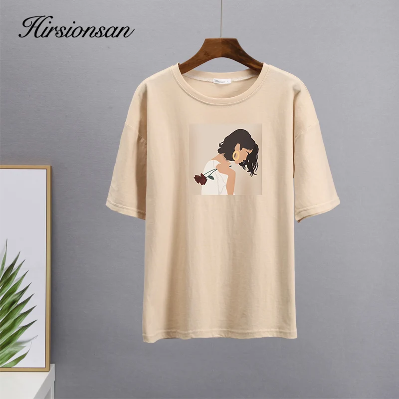 Hirsionsan 2022 Harajuku Pictura Imprimate Tricou Femei Supradimensionat Elegant Cotton Graphic Tee De Vară Mâneci Scurte De Sex Feminin Topuri Imagine 4
