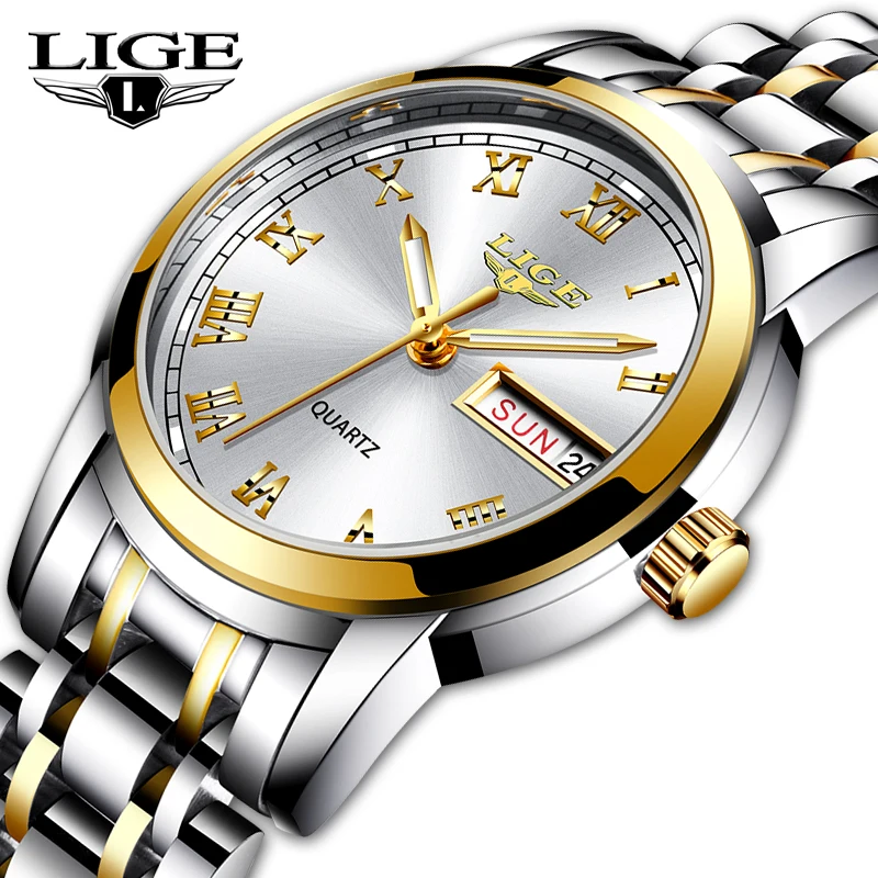 LIGE Lux Doamnelor Ceas Femei Impermeabil Rose Gold Curea din Otel Femei Ceasuri de mână de Brand de Top Brățară Ceas Relogio Feminino Imagine 4