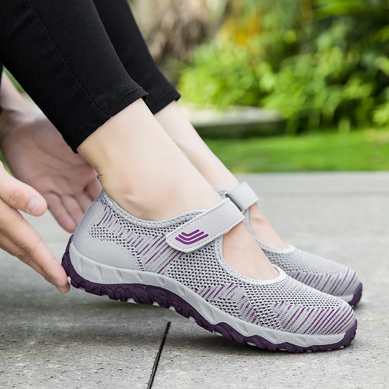 Non-alunecare Moale Mama Adidași 2022 Vara ochiurilor de Plasă Respirabil de Călătorie Pantofi Casual pentru Femei, Confort Usoare Plate Pantofi Sport Imagine 4