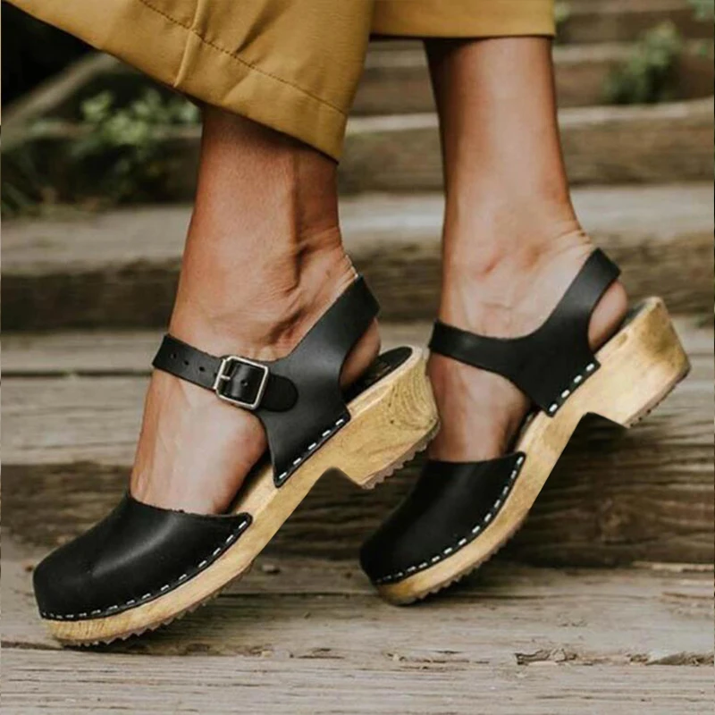 Noua Moda De Vara Sandale Cu Platforma Femei Pantofi Wedge Catarama Curea Din Piele Doamnelor Cizme Casual, De A Crește Înălțimea Sandale Plus Dimensiune Imagine 4