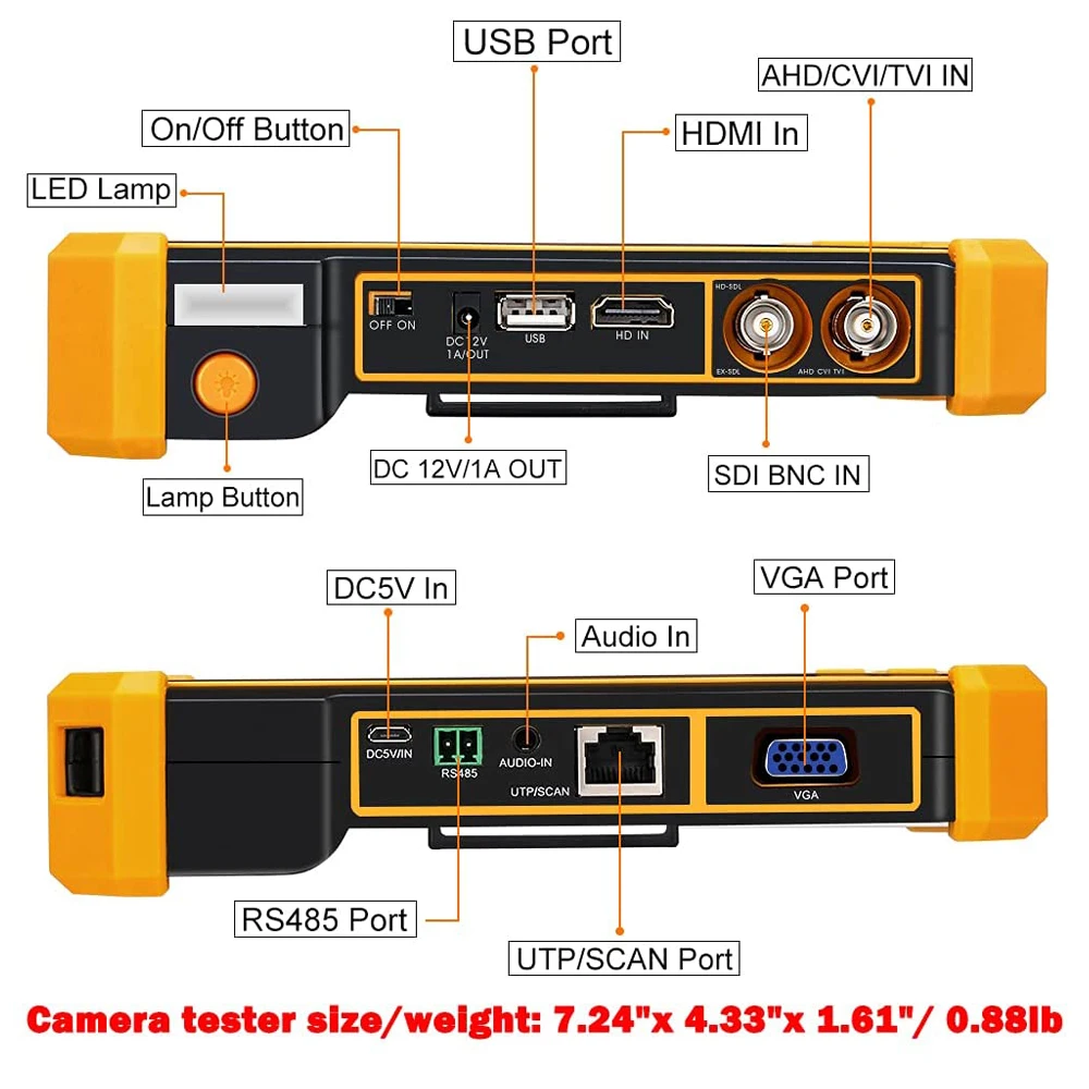 Sectyme HD-3200 Portabile tester CCTV Cu 5 inch TFT-LCD Ecran 4K 8MP CVI TVI AHD SDI, HDMI, CVBS Camera Analog Tester Monitor Imagine 4