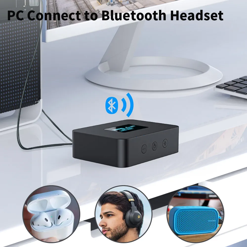 tebe APTX/APTXLL Transmițător Bluetooth Adaptor de 3,5 mm Aux Jack SPDIF Audio Wireless Muzica Transmițător, cu Ecran LCD Imagine 4