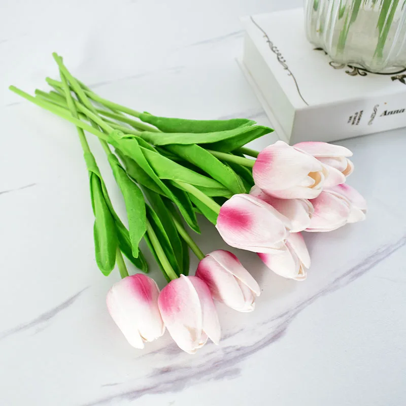 10buc Tulip imobiliara Artificiala Atinge Buchet de Flori False pentru Decor Nunta Petrecere de Primavara DIY Home Garden Imagine 5