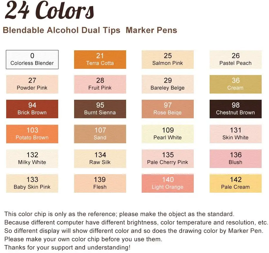 24 culori set stilouri-marker pentru tonul pielii, profesionale twin sfaturi colorate mango markere pentru desen schiță ilustrare Imagine 5