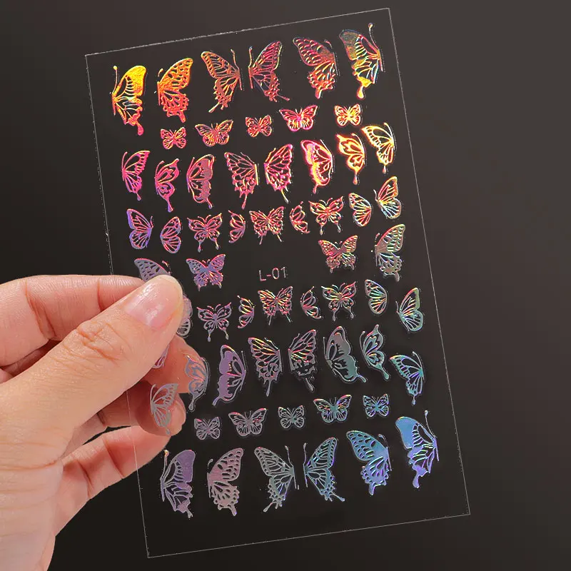8Pcs/12Pcs Simulare Fluture Unghii Autocolant Set Mix Colorat Fluturi Slider Nail Art Stickere 3d cu Laser Decalcomanii Decoratiuni Imagine 5