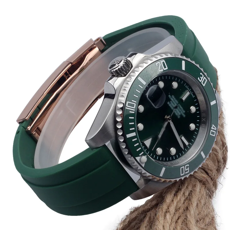 De înaltă calitate din Cauciuc curea de ceas pentru Rolex Tudor bratara 20mm 21mm negru albastru verde de silicon rezistent la apa ceasuri brățară band Imagine 5
