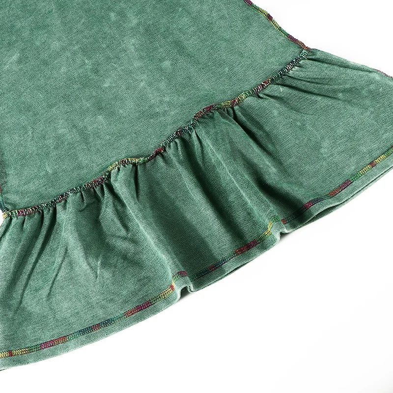 Fata rochie de denim verde stonewash fata hanorac cu mâneci lungi copii rochie colorate în afara împletit zburli jos familie tinuta Imagine 5