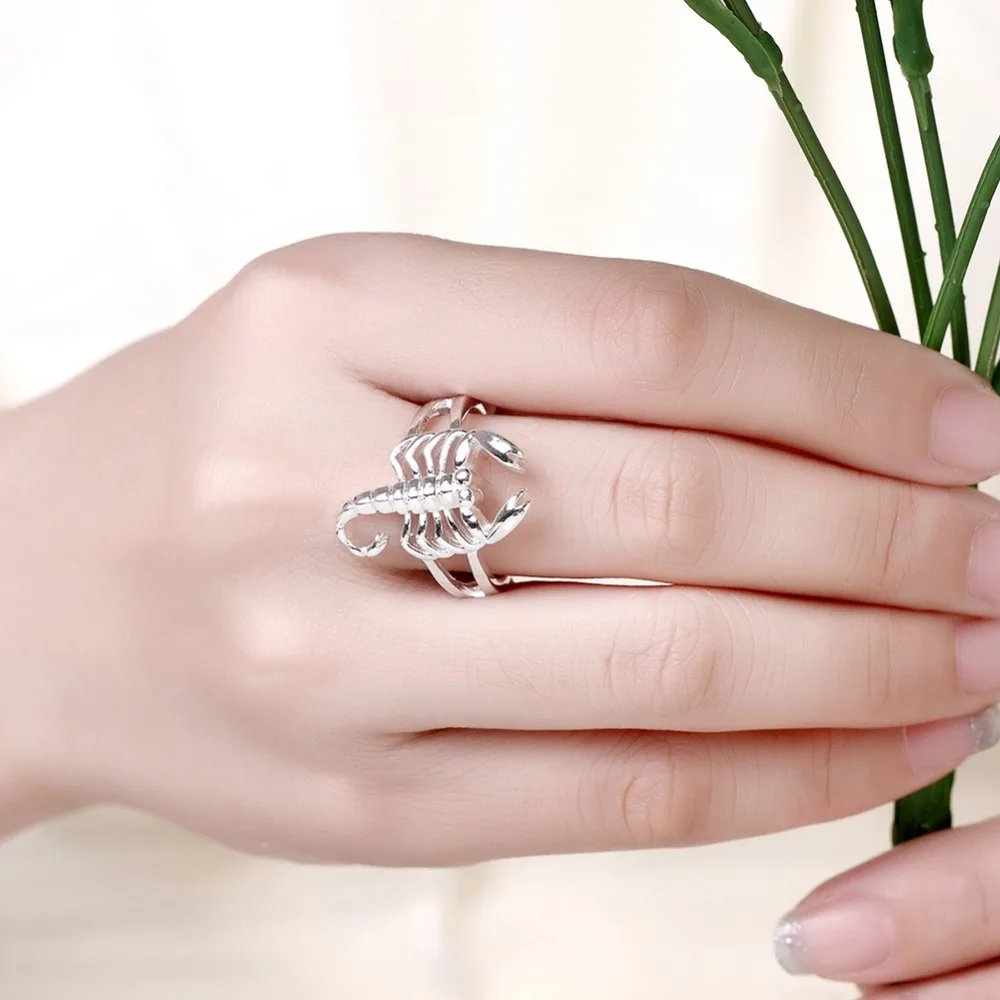 Frumos inel de Argint de moda de Moda Scorpion Placat cu argint FRUMOASE femei Dominatoare Doamna Inel bijuterii Clasice cadou R739 Imagine 5