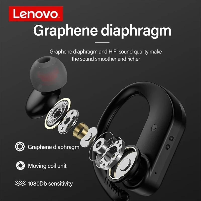 Lenovo LP7 TWS Casti Bluetooth Sport Wireless rezistent la apa Căști de Anulare a Zgomotului Muzica Pavilioane Gamer Cârlig Căști Imagine 5