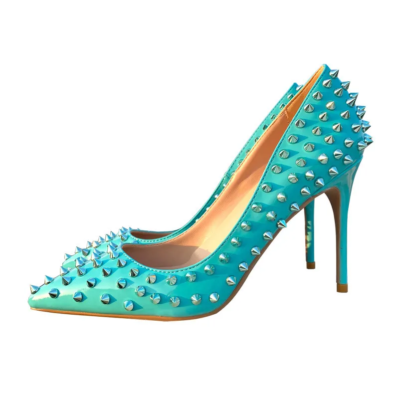 Shang Ke Jia Turcoaz Pantofi Nit Cerul Albastru Luminos Lumina Bareta Sexy Cu Toc Înalt Pantofi De Partid Designer Stilet Pompe Personaliza Imagine 5
