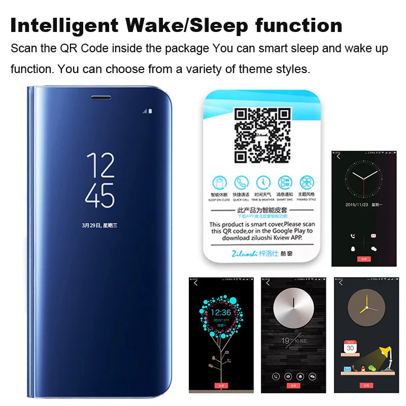 Smart Mirror Flip Caz de Telefon pentru Samsung Galaxy S20 S10 S9 S8 Plus A3 A5 A7 J3 J5 J7 2017 A6 A7 A8 2018 Nota 20 10 9 Ultra Acoperi Imagine 5