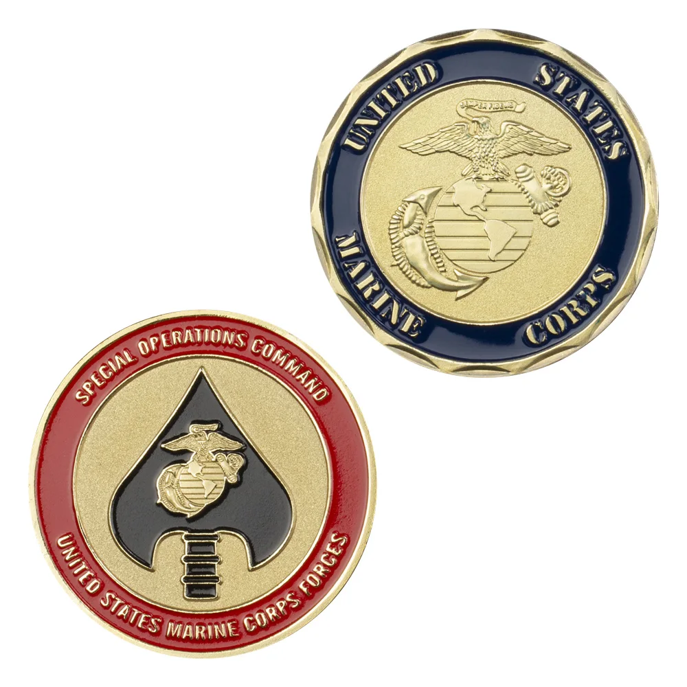 Statele Unite Ale Americii Marine Corps Forțelor De Operațiuni Speciale Comandamentul Moneda Placat Cu Aur De Colectie Monede Comemorative Imagine 5