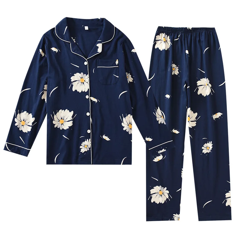 Stil japonez nouă de primăvară și de toamnă doamne din bumbac 100% pijama costum flori mici, cu mâneci lungi două piese de vara serviciu acasă Imagine 5