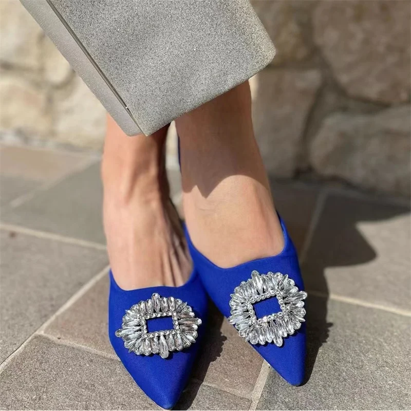TRAF Trandafir Rosu Stralucitor Pantofi Tocuri Femei Vintage Albastru la Mijlocul Toc Pompe de Femeie Negru a Subliniat Degetele de la picioare Sandale Stralucitoare 2022 Noi Imagine 5
