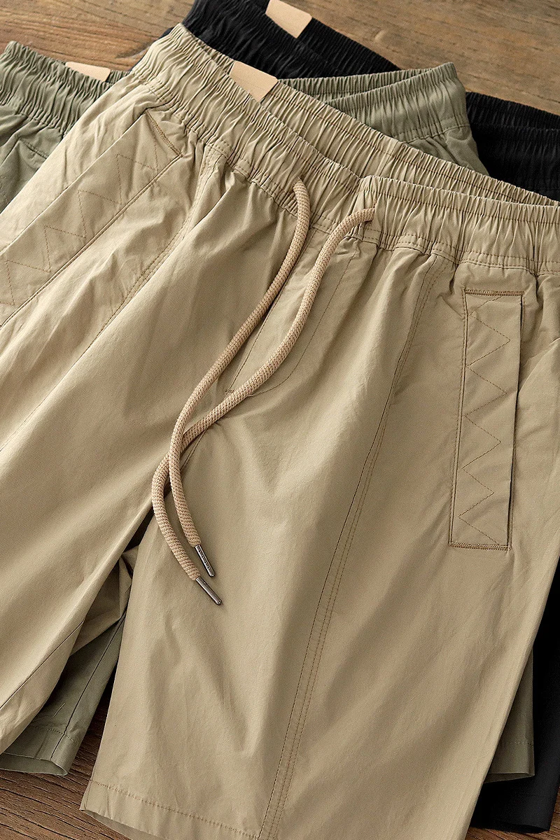Vara Japoneză Retro Subțire de Culoare Solidă pantaloni Scurți pentru Bărbați Întinde Plaja Cordon uscare Rapidă Sport Lejere Casual Cinci puncte Pantaloni Imagine 5